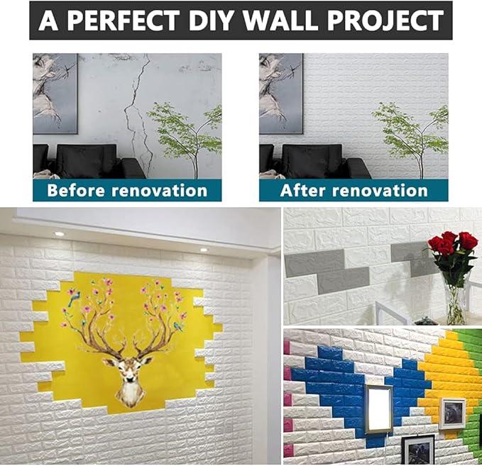 10 PCS Silvery 3D Wall Panels, 14.5 sq.feet Coverage, Printable Wallpaper Sticker with Self-Adhesive Waterproof Brick PE Foam Wall Panels Peel and Stick for Interior Wall Decor, Home Decoration