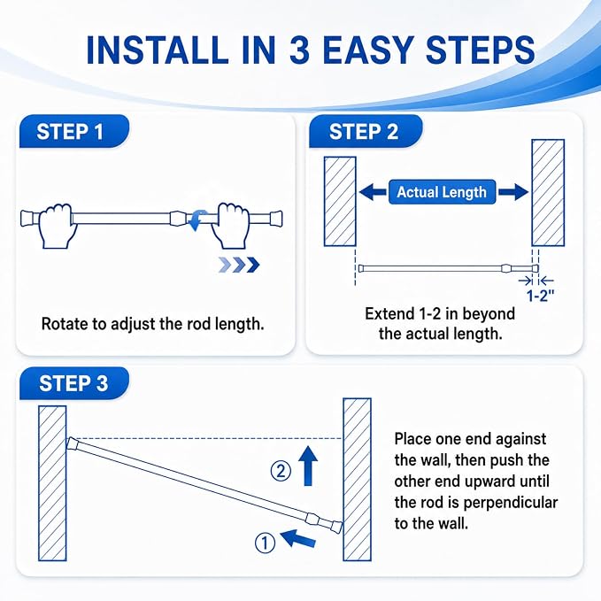 6 Pack Tension Curtain Rod 15.7-28 Inch, Small Short Adjustable Extendable Spring Loaded Rods for Windows Cabinet Blinds Closet Bedroom Kitchen Bathroom Door No Drilling, White
