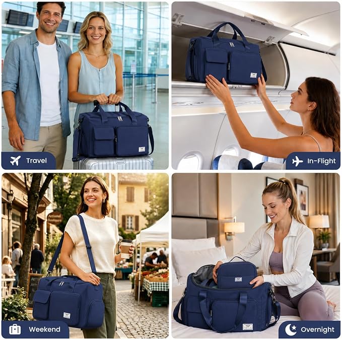 FIORETTO Women's Gym Duffle Bag with Shoes Compartment, 30L Capacity, Ideal for Travel, Gym, Sports, Duffel, Weekender