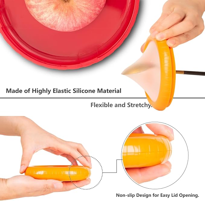 SOOPLEU Avocado Saver & Onion Storage, 4Pcs Silicone Fresh Produce Holder | Keep avocados fresh! 4Pcs silicone holder for tomato, lemons, garlic & produce. Ideal fridge fruit vegetable containers.