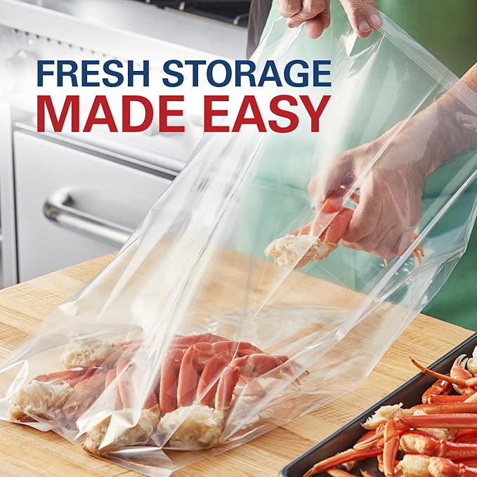 Jumbo Storage Bags, 5 Gallon Freezer Bags 18"x24" for Pantry and Meal Prep, Disposable Food Storage Bags for Parties and Events, Heavy Duty Bag with Slider Closure for Easy Sealing