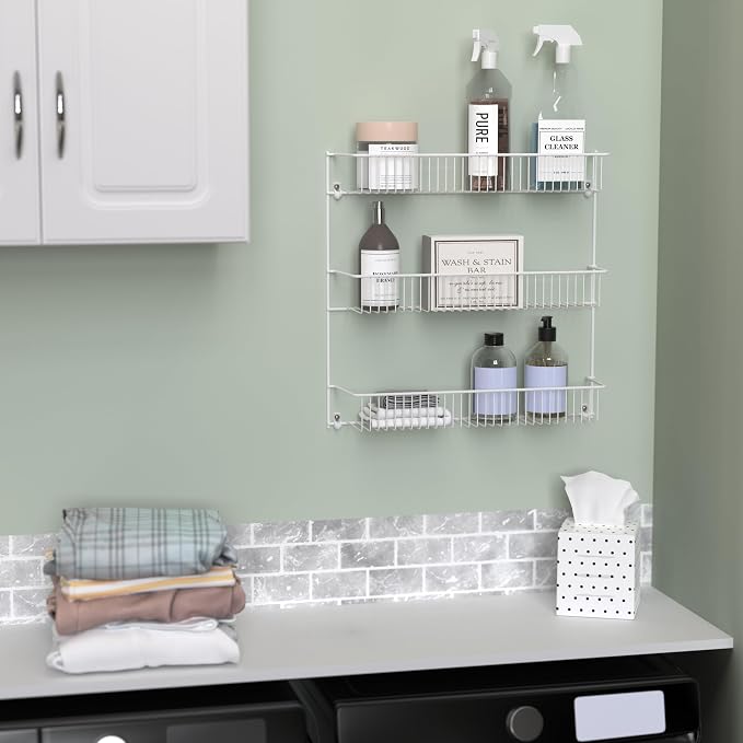 ClosetMaid 3-Tier Wall Rack Ideal for Spices, Pantry, Laundry Room Storage and More, 20" H x 19" W x 6" D, White, 2-Pack