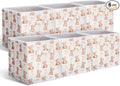 Geelin 6 Pcs Pink Bow Teddy Bear Cube Storage Bins 11 Inch Storage Basket with Handle, Preppy Girls Organizer Basket, Collapsible Fabric Box for Classroom Bedrooms Office Home Decoration Gift