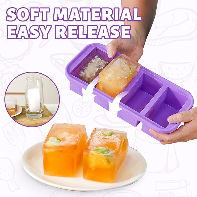 SHIKORI Silicone Freezer Molds With Lids, Easy Meal Prep Container and Kitchen Storage Solution, Silicone Molds for Food, Soup, Smoothie Storage and More (Purple-6 Cup)