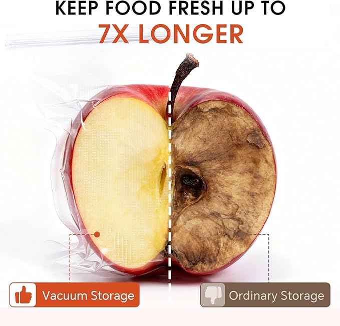 Reusable Vacuum Sealer Bags (42 Bags + 7 Clips), BPA-Free Vacuum Zipper Bags in 3 Sizes (8.7"x8.3", 10.2"x11", 11.8"x13.4") for Food Storage, Freezer & Sous Vide, Compatible with Food Saver