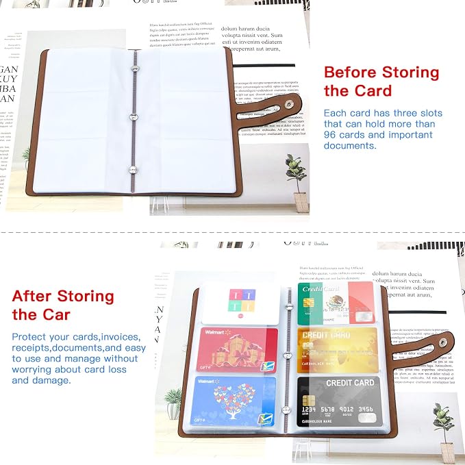 Padike RFID Credit Card Holder Business Card Organizer , with 96 Card Slots Credit Card Protector for Managing Your Different Cards to Prevent Loss or Damage (Black)