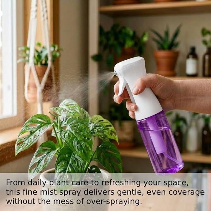 VIGOR PATH Continuous Mist Purple Spray Bottle 200ml Fine Mist for Hair | Aerosol Free Reduces Hand Fatigue Salon Refillable Lightweight Cleaning