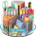 Rotating Markers Organizer for Kids, Acrylic Lazy Susan Organizers for Desks, 360 Degree Spinning Pencil Holders Pen Holders, Clear Arts and Crafts Organizer Storage, Art Supply Storage 6 Compartments