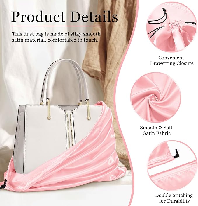 P Pothuiny 2 Pcs Satin Dust Bags for Handbags