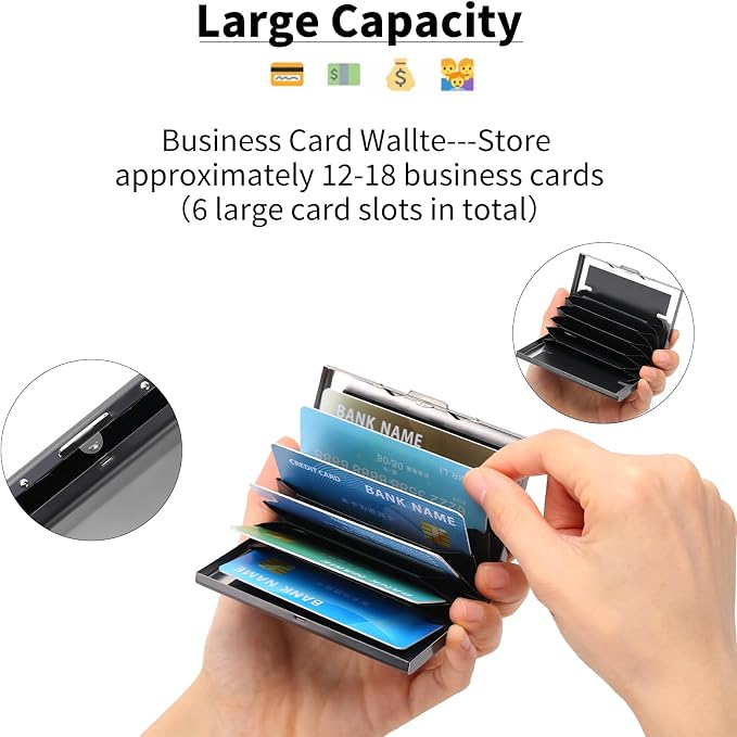 Stainless Steel Credit Card Wallet RFID Blocking Metal Case Pocket Business Card Holder for Women and Men