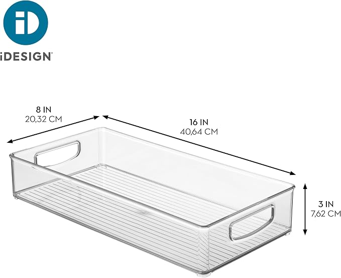 iDesign Stackable Clear Plastic Extra Long Pantry Organizers | Cabinet Storage Bins, For Kitchen