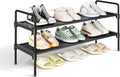 Kitsure Shoe Rack for Closet, Shoe Organizer for Front Door Entrance, Stackable Shoe Shelf, Detachable Closet Organizers and Storage, 27.4" Wide - 2 Tiers, Black | Closet, Front Door Entrance, Entryway, Stackable & Detachable Shelf, Closet Organizers a...