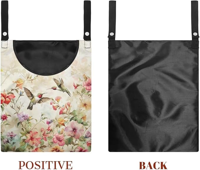 Art Hummingbird Clothespin Bag Clothespin Storage with Hanger Hook Canvas Clothespin Bag with Large Opening Space-Saving Clothespin Holder Clothespin Bag for Outdoor Use