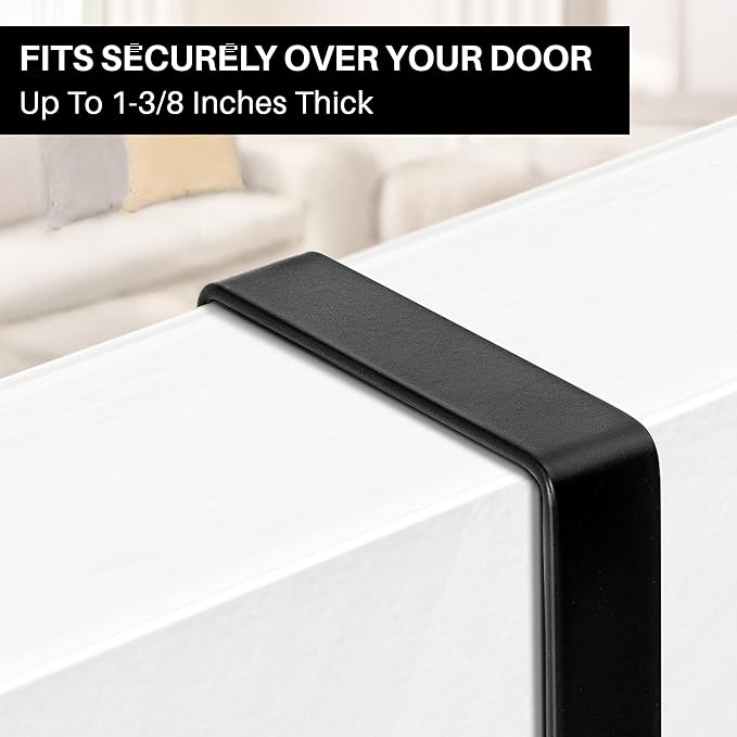 LYNK Professional® Home™ Over the Door Hooks - 5 Hook – Over the Door Coat Rack - Over the Door Hanger - Hanging Towels or Clothes - Bathroom, Bedroom, Laundry Room - Lifetime Ltd. Warranty, Black