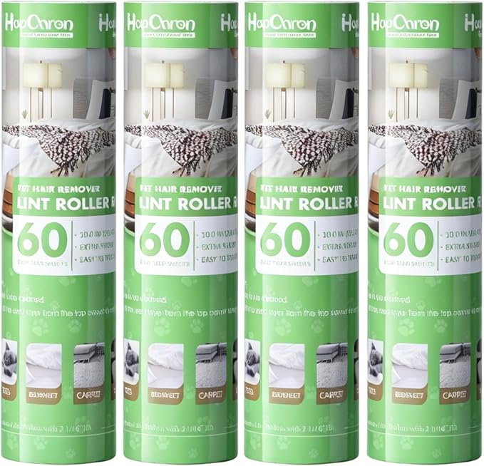 Lint Roller Refills 10", 240 Sheets, 4-Pack Value, Extra Sticky | Compatible with Evercare Mega & Leo 10" rollers. Easy tear-off sheets. Strong adhesive picks pet hair, lint, dust.