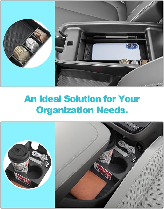 CDEFG 2Pcs for 2025 2026 Hyundai Ioniq 5 Center Console Organizer, for 2025 2026 Hyundai Ioniq 5 Accessories Middle & Lower Console Trays Storage Box (Not for Ioniq 5 N)