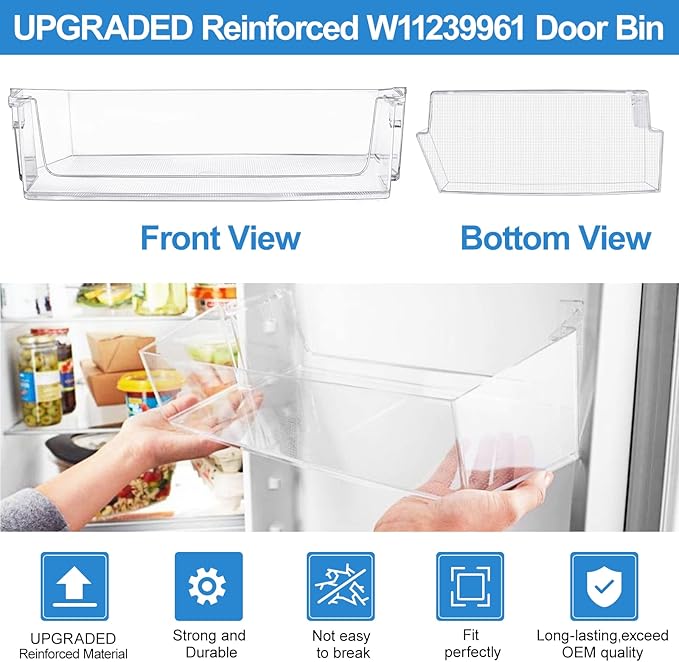 [2 PACK] UPGRADED W11239961 W10900538 Refrigerator Door Shelf Bin Compatible with Whirlpool Refrigerator Door Shelf Parts PS12578777 AP6333410 WRS315SDHZ08 WRS321SDHZ08 WRS315SDHM WRS325SDHZ Door Bin