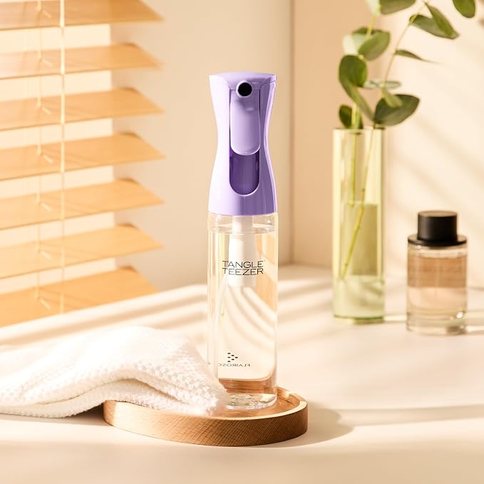 TANGLE TEEZER Fine Mist Spray Bottle, Refillable, 10.1 oz, Lilac | Reusable, refillable fine-mist continuous spray bottle; evenly distributes water or product to refresh, detangle & style hair
