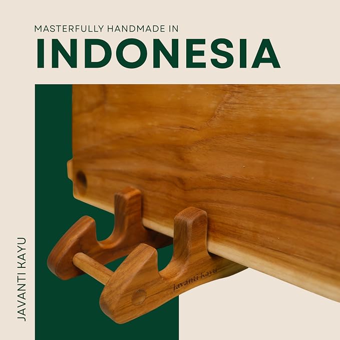 Chopping Board Stand – Teak Wood – Premium Handmade Holder Organizer for Boards, Drying Rack, Single or Dual Slot, Fits Thick Boards, Air-Dry Base (2 Slots (1.3 in Thickness))