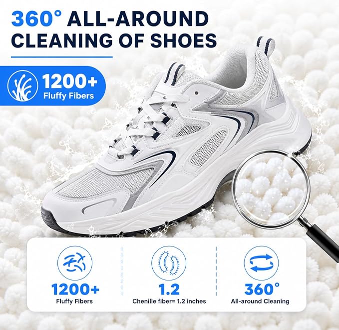 2 Pack Shoe Washing Machine Bag, Laundry Shoe Bag for Washer and Dryer, Reusable Shoe Cleaning Bag for Sneakers and All Shoes Types with Self-Locking Zipper(Pure White)
