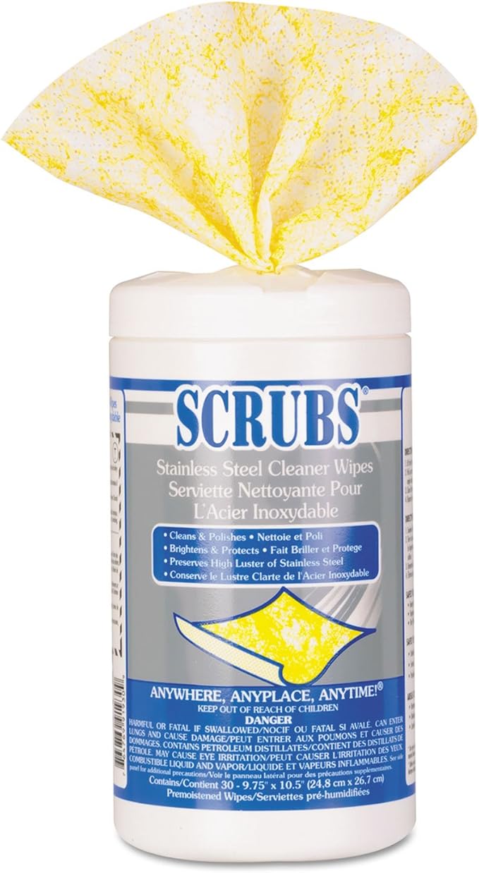SCRUBS 91930 Stainless Steel Cleaner Towels, 9 3/4 x 10 1/2, 30/Canister