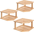 VERTORGAN Bamboo Corner Shelf(3 Pack),2 Tier Plate Organizer for Cabinet and Countertop,Pantry Dish and Spice Rack for Kitchen