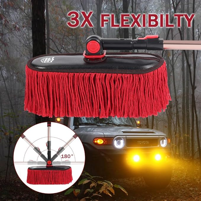 Car Duster Exterior Scratch Free with Extendable Handle,Wax Cotton Hair Car Brush Kit, Auto Detailing Brush for SUV,RV,Truck and Motorcycle,No Lint，Gifts for Men Women