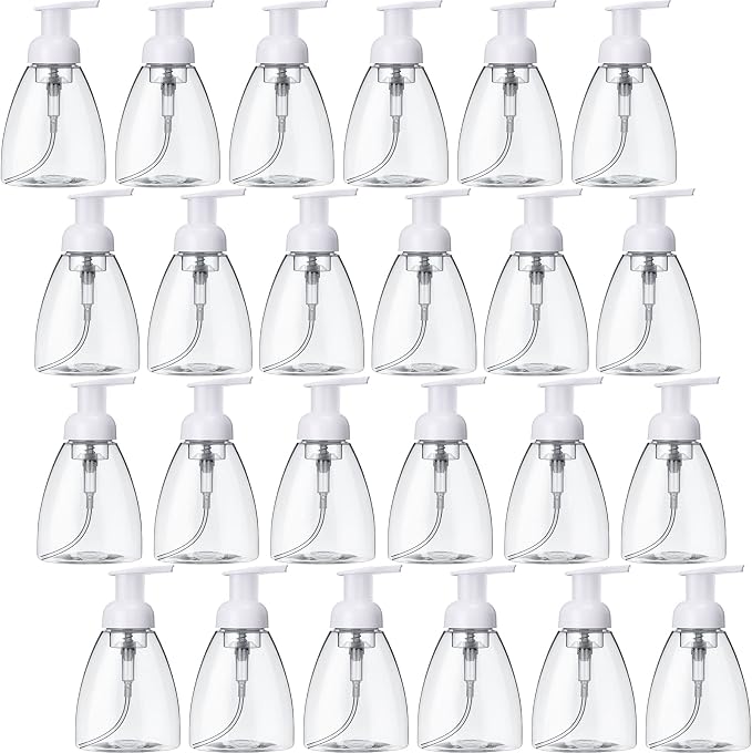 Eboot 24 Pcs 8 oz Foaming Soap Dispenser Foaming Pump Bottle Travel Hand Soap Pump Foam Dispenser Bottle Plastic Press Bottles Empty Refillable Plastic Container for Liquid Shampoo