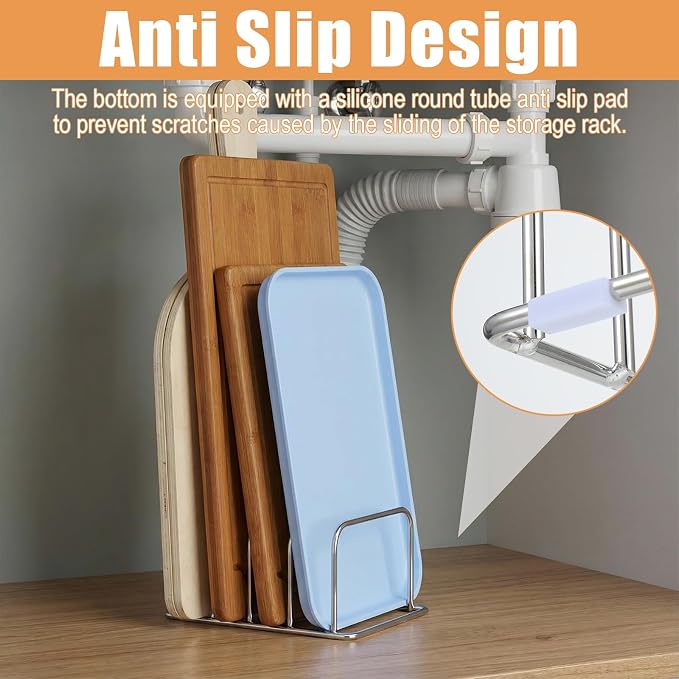 2-Pack Cutting Board Holder Stand 304 Stainless Steel 4-Tier Chopping Board | Racks Organizer, Storage Cookie Sheet Baking Sheet Baking Trays,Chopping Boards,Dish 0.9+1.0 Inch Width Slots