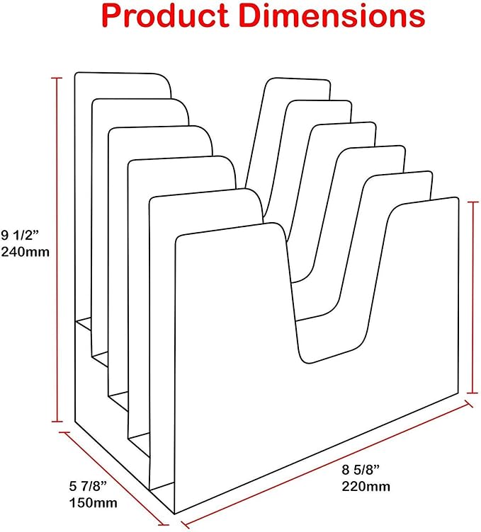 Acrimet 5 Section Incline File Sorter Organizer, Desktop Mail Holder, White | Durable Plastic, Space-saving Design, Easy Document Access, Ideal for Office, Home and School Use