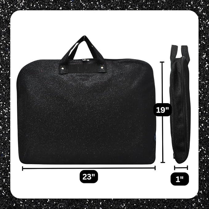 NGIL Glitter Travel Hanging Garment Bag (Black-Glitter) | Garment Bag for Girls, Cheer Travel Bag, Dance Competition Bag, Cheer Dance Competition, Beauty Pageant