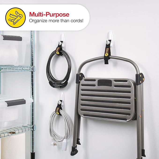 Wrap-It Storage Heavy-Duty Straps - (Assorted 12 Pack) Silver - Hook and Loop Hanging Extension Cord Organizer for Cable Management and Storage on Garage Wall, RV Gadgets and Appliances