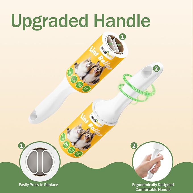 Lint Roller 3 Pack for Pet Hair, 300 Sheets, 3 Handles | Ready-to-Use Rollers for Clothes, Car, Office, Travel & Home
