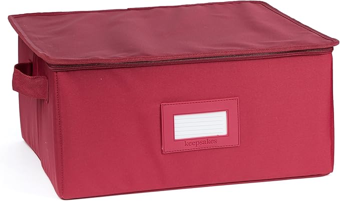 Covermates Keepsakes Zip-Top Storage Box Set, 3 Pack Heavy Duty Polyester Organizer Bins, Stackable Design, ID Window, Reinforced Handles, Closet Home Storage, Scarlett Red