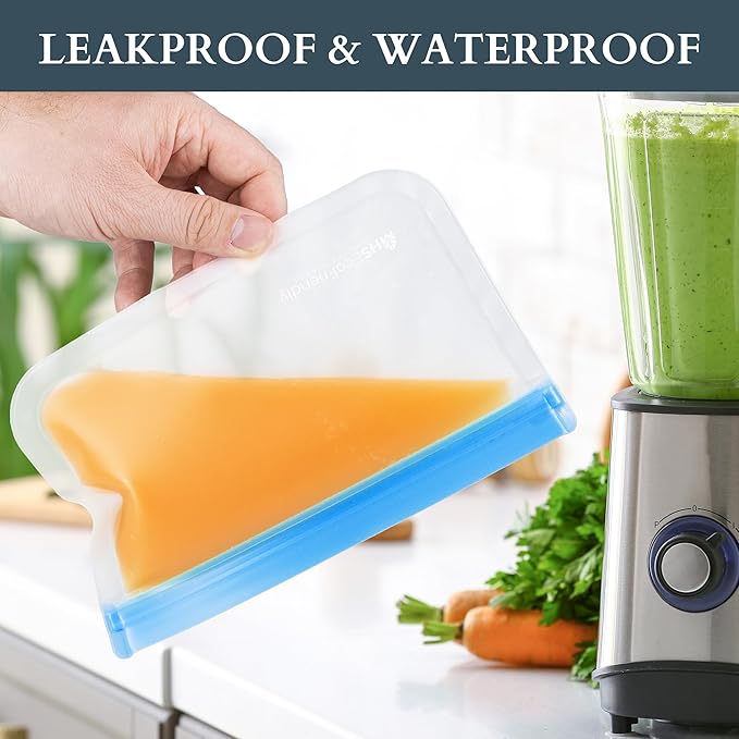 Reusable Freezer Bags | 15-Pack | M, L & XL Reusable Ziplock Bags | BPA Free & Leakproof Food Bags for Fridge Storage, Freezer Storage, Food Storage, & Batch Cooking