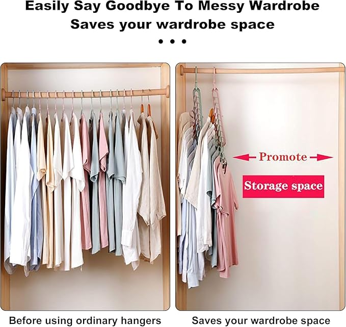 9 Space-Saving Hangers Heavy-Duty PP Plastic Tiered Hanger Organizer with Non-Slip Foldable Design, for Closet (Random, 5)