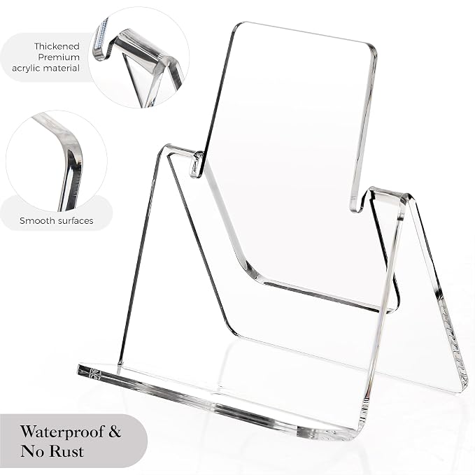 YUXUN Acrylic Book Stand,6Inch 2PC Clear Acrylic Display Easel,Book Display Holder,Display Stand for Books,Magazines,Postcards,Artworks,Pictures,Phone,Tablet