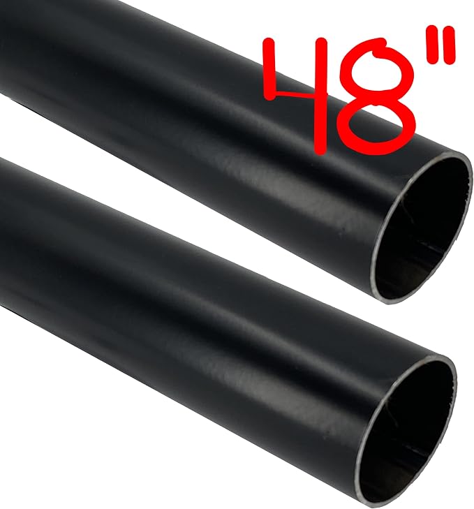 48" HEAVY DUTY Round Closet Rod | 32mm Diameter | Black Clothes Pole | 2 Pack