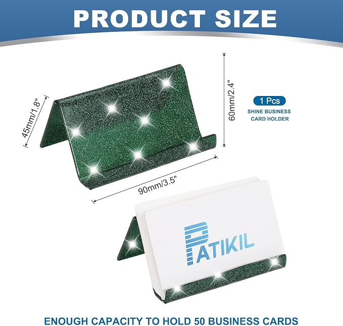 PATIKIL Business Card Holder for Desk, Acrylic Business Card Holders Shine Card Stand Organizer Cards Display for Office Exhibition, Green
