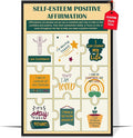 LOLUIS Mental Health Poster, Therapy Educational Supplies Art Print Classroom School Office Decor (Self-Esteem Positive Affirmations, Custom Frame Type)