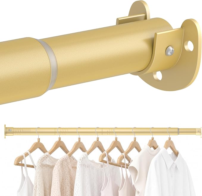 Closet Rod,17-75 Inch,Heavy-Duty Adjustable Closet Rods for hanging clothes | Easy to Install,1.3 Inch Diameter 66 lbs max load,Heavy-Duty Thickened Metal