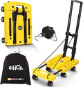 Folding Hand Truck Lightweight Hand Truck Dolly Foldable,Luggage cart with 6 Rotate Wheels, Utility Cart with Adjustable Handle,Collapsible Dolly for Moving (Yellow)