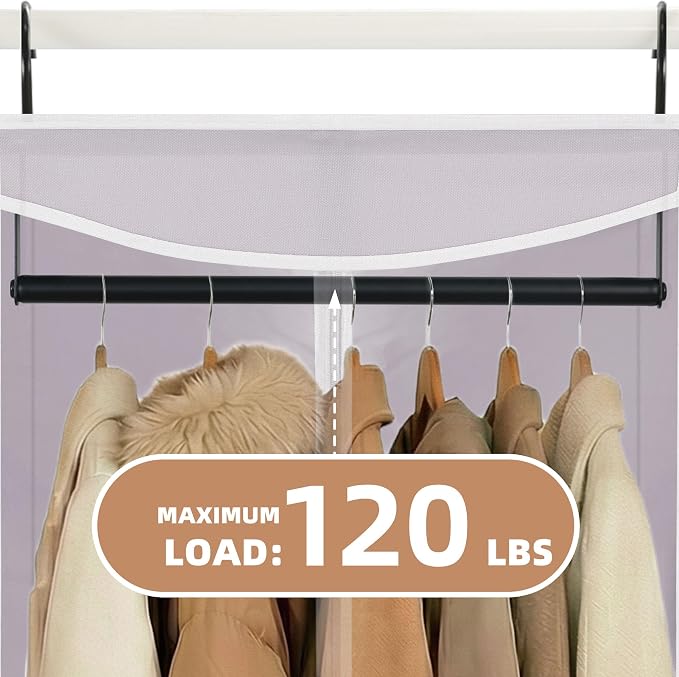 STORAGE MANIAC 57" Hanging Garment Bag Zipper Cover with Sealed Clear Window, Long Garment Cover for Closet Storage Wardrobe Clothes Protector, Large Garment Storage Bag for Dresses, Grey，2-Pack