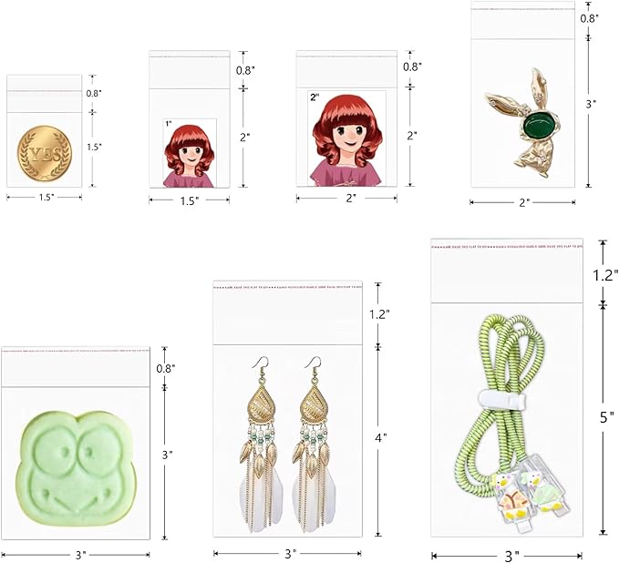 Square Self Sealing Cello Bags 3x3'' 500pcs Tiny Adhesive Cellophane Bags Crystal Sealable OPP Poly Glassine Bags 2mil for Packaging Decorative Wrappers Bakery Cookies