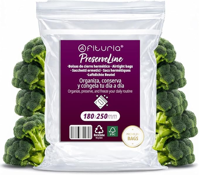 Ofituria Transparent Zip Bags 180 x 250 mm with Airtight Seal, Zip Bags for Food, Snacks, Freezing as well as Kitchen and Travel Organisation - Ofituria (200 Bags)