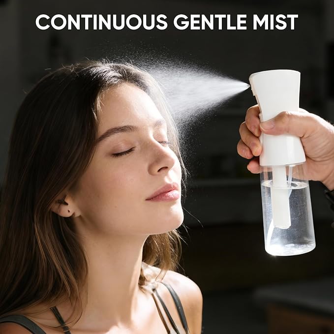 Continuous Spray Bottles, Ultra Fine Mist Sprayer, Spray Bottle For Hairstyling, Cleaning, Plants, Pets, Barbers, Salons (White)