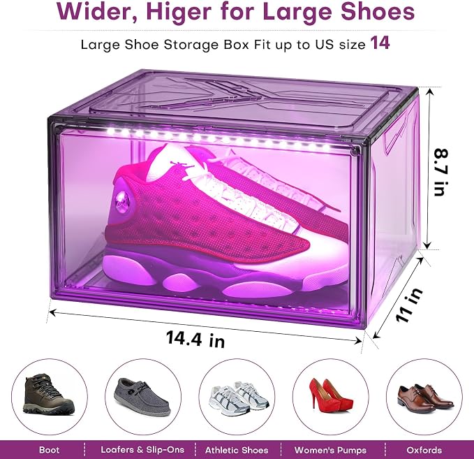 Oltraman LED Smart Shoe Boxes Display Case, Stackable Storage Organizers