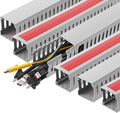 6 Pack 15.7 Inch Server Rack Cable Management Raceway PVC Cable Duct with Acrylic Adhesive Open Slot Wire Raceway Cables Management for Under Desk TV Computer Network Cords, Gray