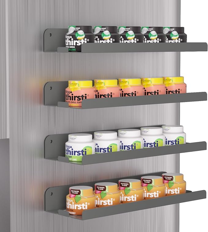 4 Pack Flavor Pods Holder Compatible with Ninja Thirsti，Magnetic Spice Rack Organizer for Refrigerator and Oven，Kitchen Organizers and Storage (Grey)