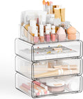 Yieach Clear Acrylic Makeup Organizers Countertop for Dresser,Desk,Bathroom Vanity,4 Tier Stackable Make up Holders and Makeup Cabinet,Tiered Cosmetic Storage and Make up Containers for Palette,Brush